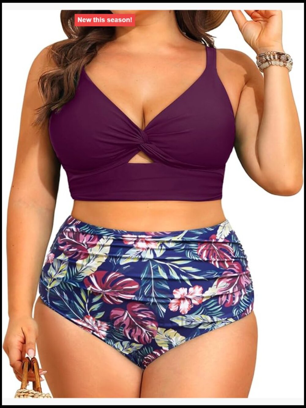 Plus Size High Waisted Tummy Control Bikini Set Two Piece Swimsuits
